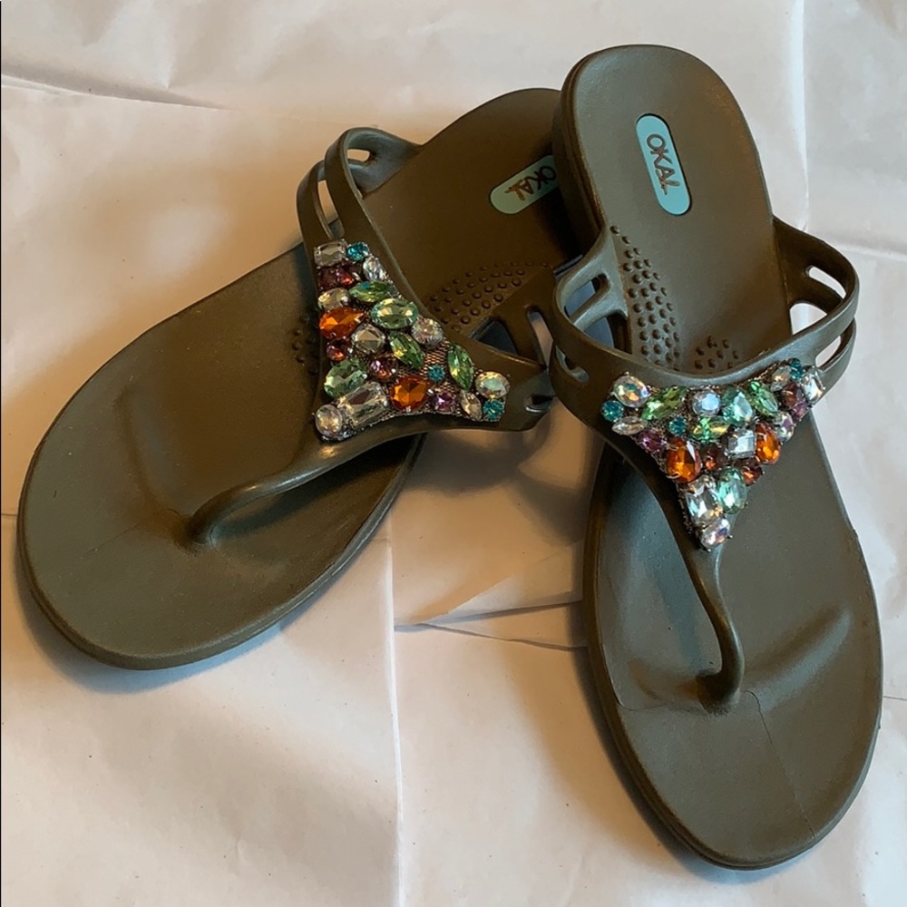 Oka B new jeweled beach swim pool sandal shoes